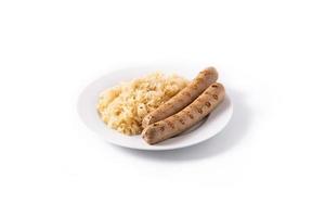 Bratwurst sausage and sauerkraut photo