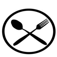 Una ilustración de vector de cuchara y tenedor negro para un negocio de alimentos