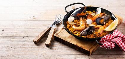 Traditional spanish seafood paella photo