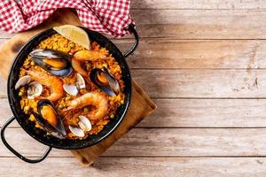 Traditional spanish seafood paella photo