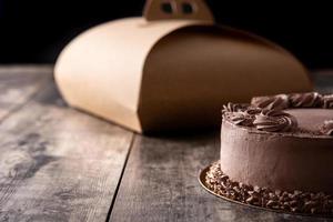 Piece of chocolate truffle cake photo