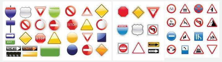 Set of road signs isolated eps 10 vector