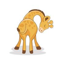 Cute Giraffe Cartoon Illustrations Isolated