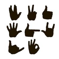 Hand gestures and sign language icon set. Isolated silhouette illustration of vector human hands. Silhouette hands vector collection-accuracy sketching of hand gestures-color version at my gallery