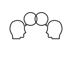 People with speech square above their heads line icon for web, mobile and infographics. Vector dark grey icon isolated on light grey background.