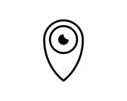 mapa pin y ojo vector logo símbolo ilustración diseño signo icono aislado en blanco.