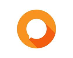 Bubble Chat Icon Inside Orange Circle With Long Shadow Using For Presentation, Website And Application vector