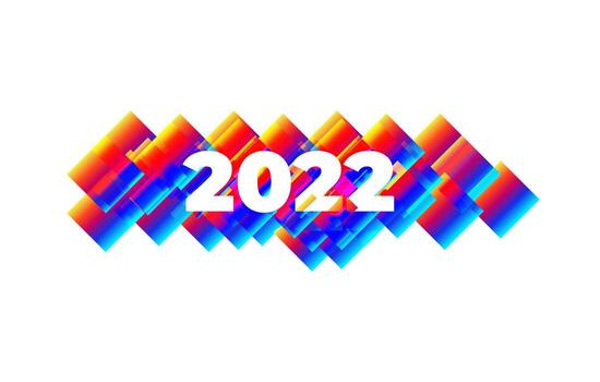 New year 2022 number on colorful abstract color paint brush strokes background. Happy 2022 new year colorful background. Vector illustration EPS10.