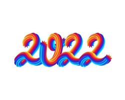 New year 2022 number on colorful abstract color paint brush strokes background. Happy 2022 new year colorful background. Vector illustration EPS10.