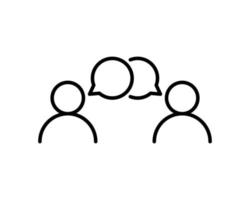 People with speech square above their heads line icon for web, mobile and infographics. Vector dark grey icon isolated on light grey background