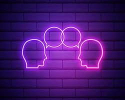 dialogue of people icon. Elements of interview in neon style icons. Simple icon for websites, web design, mobile app, info graphics isolated on brick wall vector