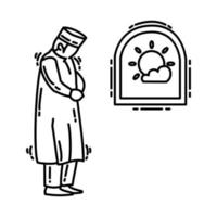 Asr Prayer Icon. Doodle Hand Drawn or Outline Icon Style vector