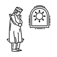 Dhuhur Prayer Icon. Doodle Hand Drawn or Outline Icon Style vector