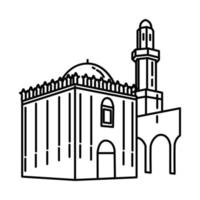 Mezquita sana'a en icono de yemen. Doodle dibujado a mano o estilo de icono de contorno vector