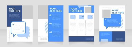 Mass media blank brochure layout design. Service info. Vertical poster template set with empty copy space for text. Premade corporate reports collection. Editable flyer paper pages vector