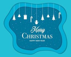 Merry Christmas Happy New Year Paper Style vector