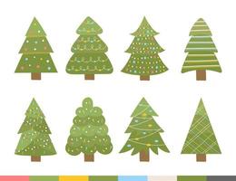 New Year handdrawn collection of Christmas trees for printed materials posters, invitations, banner vector