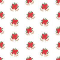 Seamless New Year pattern with Christmas bells and red ribbonfor print, textile, background vector