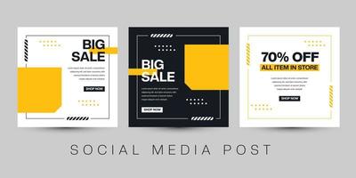 Sale banner post design vector. social media post store template, web internet ads. Vector illustration.