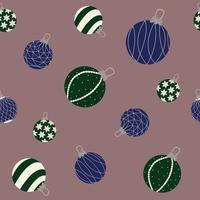 Seamless pattern with green and blue Christmas balls vector