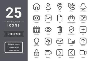 Interface icon pack for your website design, logo, app, UI. Interface icon outline design. Vector graphics illustration and editable stroke.