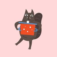 Gato divertido doméstico cocinando cocina vida doméstica ilustración vectorial aislado sobre fondo vector