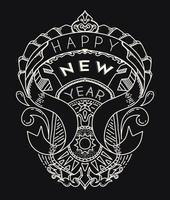 Hand drawn happy new year typography background vertical vector
