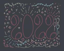 Typography 2022 doodle art style background vector