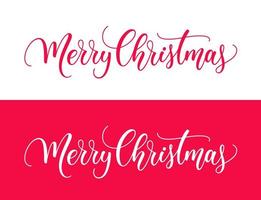 Merry christmas hand lettering calligraphy isolated on white and red background. Vector holiday text. Merry Christmas script calligraphy design.
