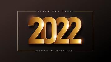 feliz navidad y próspero año nuevo 2022 diseño de texto vector