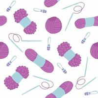 Seamless pattern with knitting tools vector