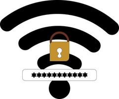 The locked wireless symbol is suitable for the icon of a place that provides wireless but wireless is not free vector