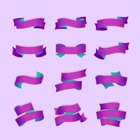 Set of Purple Ribbons or Banners vector