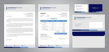 set of letter head, invoice, business card and envelope vector