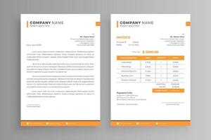 Invoice and letterhead design with orange details vector