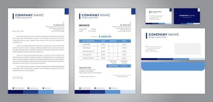 set of letter head, invoice, business card and envelope vector