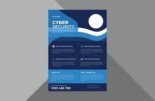 cyber security flyer design template. cyber security protection poster leaflet design. a4 template, brochure design, cover, flyer, poster, print-ready vector