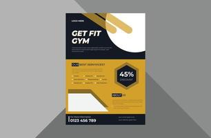 gym flyer design template. fitness poster leaflet design. a4 template, brochure design, cover, flyer, poster, print-ready
