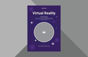 virtual reality flyer design template. hi-tech virtual reality poster leaflet design. technology hi-tech virtual reality flyer template. a4 template, brochure design, cover, flyer, poster, print-ready vector