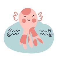 Hand drawn vector cute sea monster.