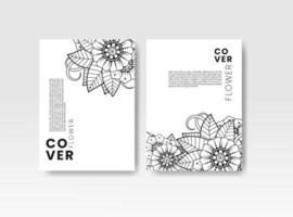 tarjeta vintage con flores en el fondo. cubierta de libro con textura de flor. líneas negras sobre fondo blanco. ilustración vectorial. vector