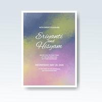 Watercolor wedding invitation card. Beautiful wedding card watercolor with splash. vector