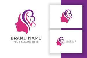 Women beauty logo template. Silhouette of women head. vector