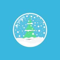 Christmas snow globe with Christmas tree. Vector illustration in flat design
