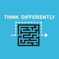 Think differently. Business concept, Outsmarted the maze, bypassed on the other side. Vector illustration in flat design