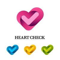 Heart Check Abstract Logo Set vector