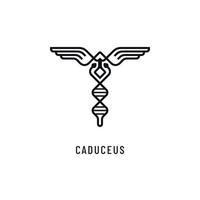 caduceo, ciencia, contorno, icono vector