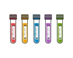 varios tubos de ensayo de colores con etiquetas vector