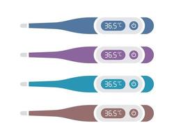 Digital Thermometers Flat Icon Set vector