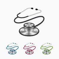 Colorful 3D Realistic Stethoscope Icon Set vector